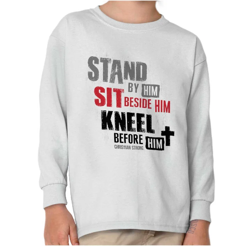 Men's Shirts for BoatingStand Sit Kneel Youth Long Sleeve T-Shirt