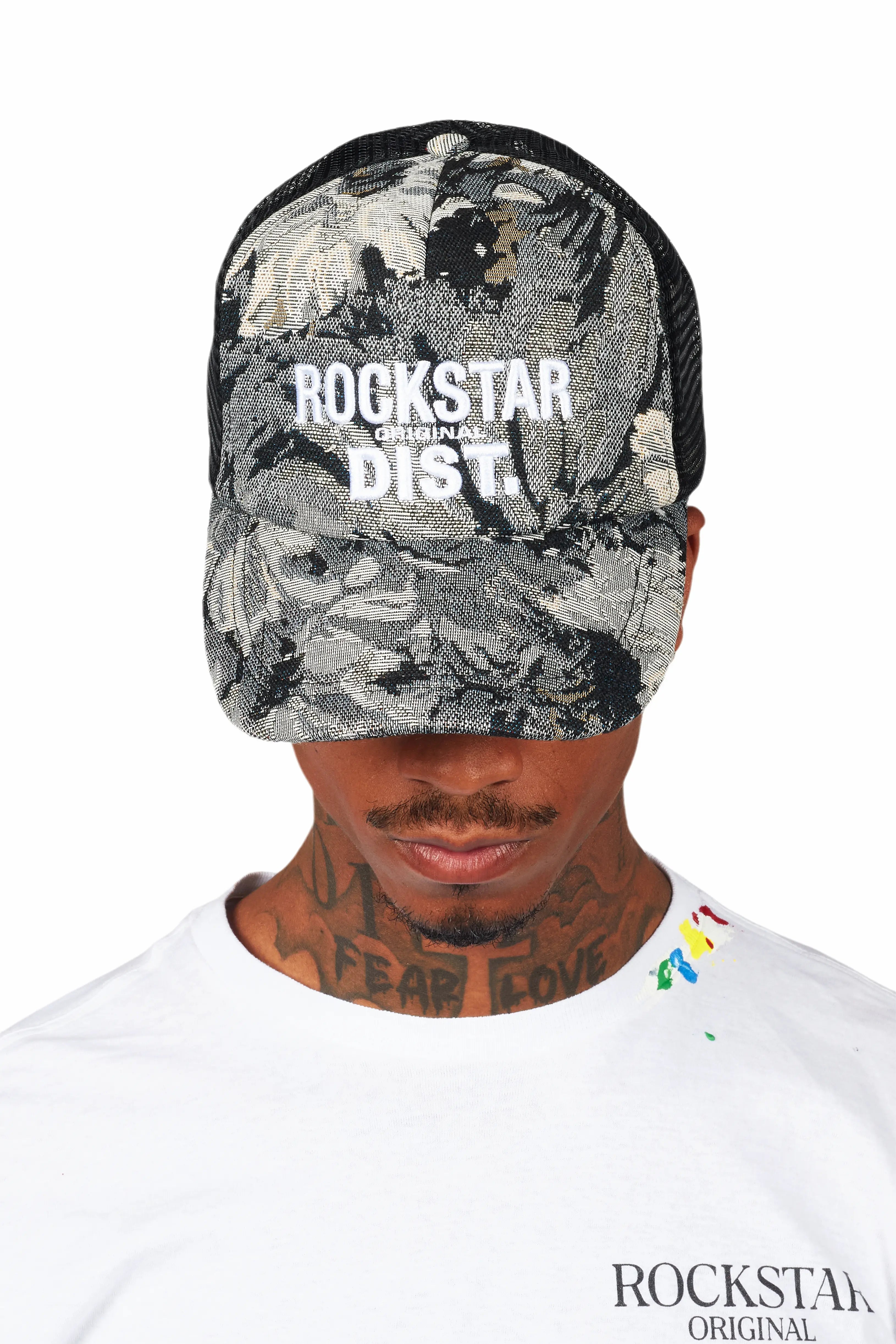 Female Straw HatsTeylor Black Tapestry Trucker Hat
