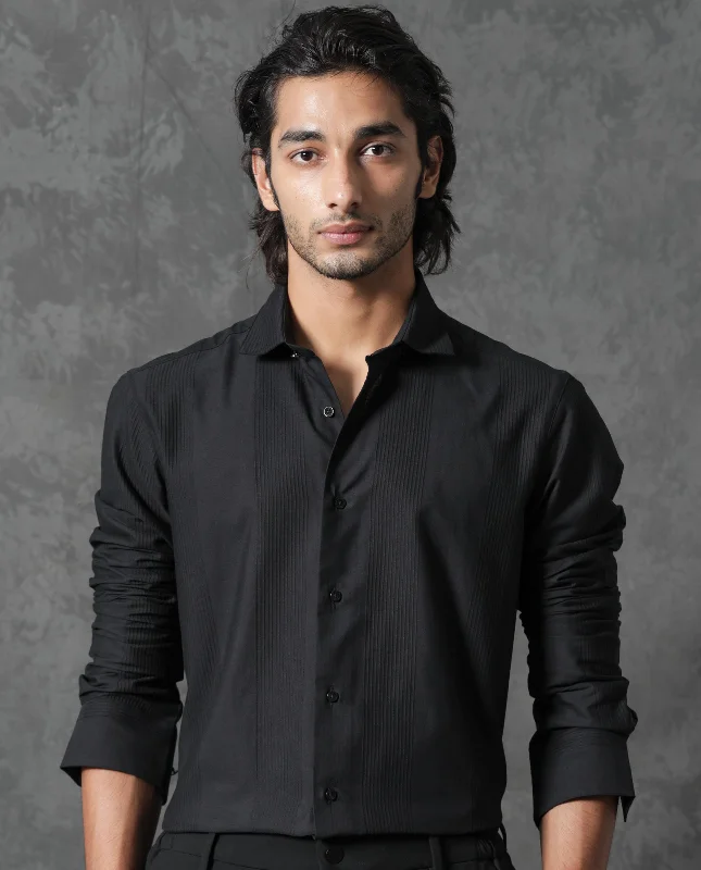 Men's Striped Long-Sleeve Shirts for a Maritime FeelRare Rabbit Men's Lurtz-1 Black Cotton Fabric Full Sleeves Striped Shirt Men's Striped Long-Sleeve Shirts for a Maritime FeelRare Rabbit Men's Lurtz-1 Black Cotton Fabric Full Sleeves Striped Shirt