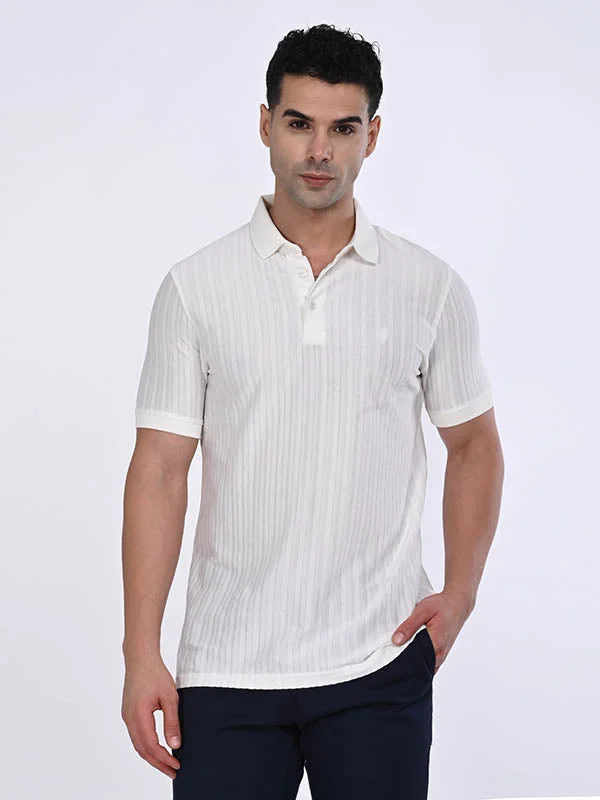 Men's Shirts with Raw-Edge HemlinesMen Striped Polo T-Shirt