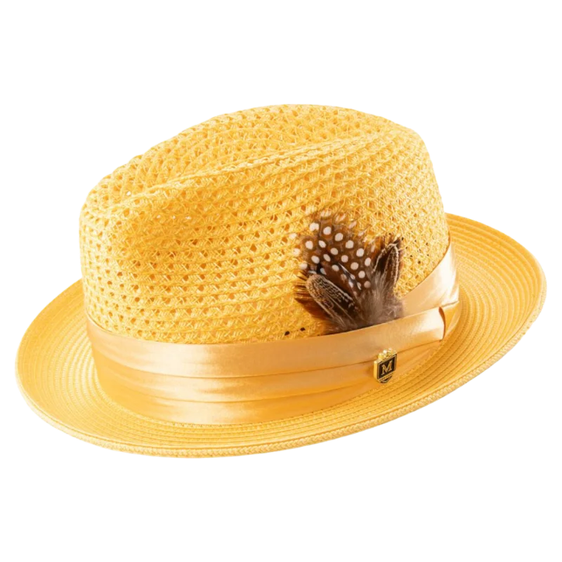 Lightweight Bucket HatsMontique Yellow Men's Summer Straw Hats Style H-34