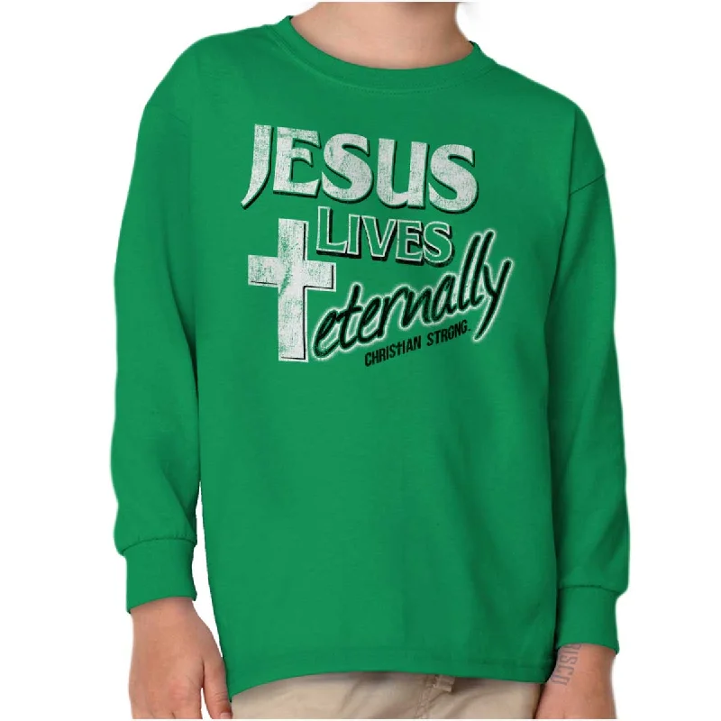 Men's Shirts with Hook-and-Loop ClosuresJesus Lives Eternally Youth Long Sleeve T-Shirt Men's Shirts with Hook-and-Loop ClosuresJesus Lives Eternally Youth Long Sleeve T-Shirt