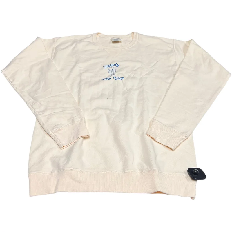 Men's Hoodies with Extra-Long SleevesSweatshirt Crewneck By Comfort Wash In Cream, Size: S Men's Hoodies with Extra-Long SleevesSweatshirt Crewneck By Comfort Wash In Cream, Size: S