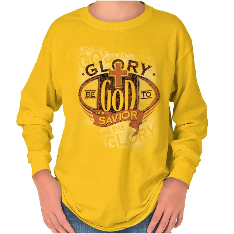 Men's Shirts with Contrast StitchingGlory God Savior Youth Long Sleeve T-Shirt