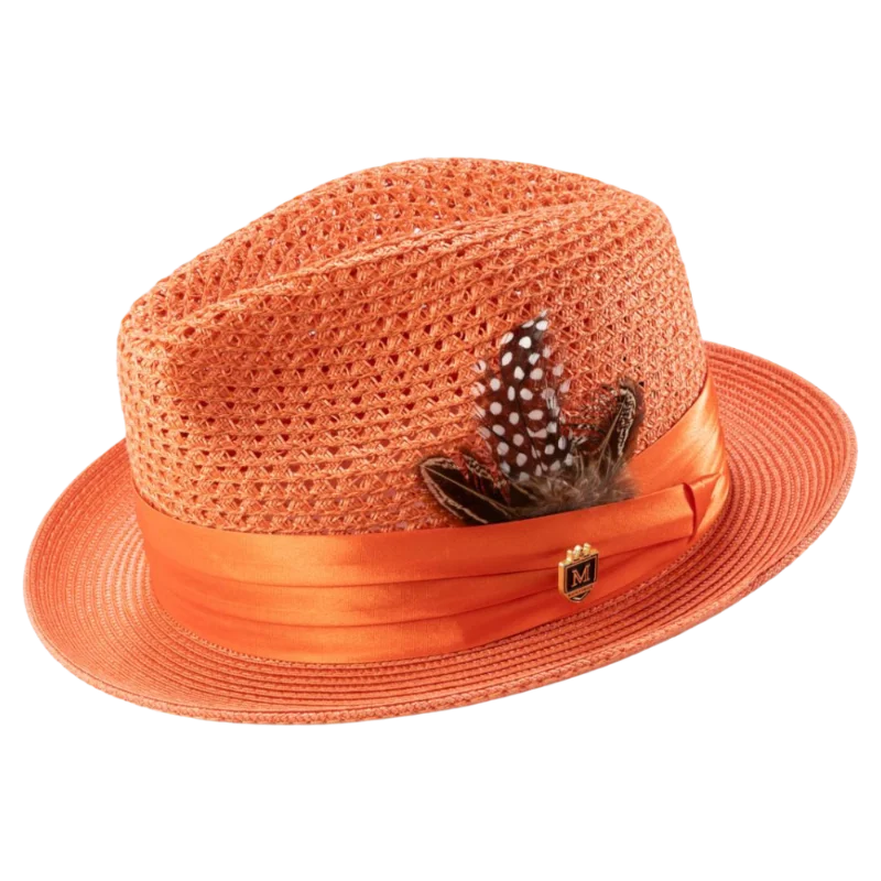 Summer Bucket CapsMontique Orange Men's Summer Straw Hats Style H-34
