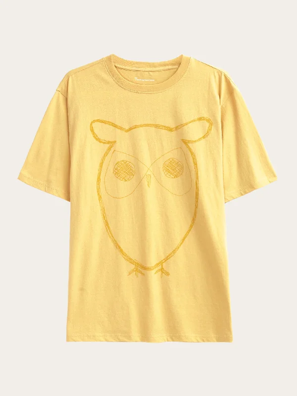Men's Shirts with Elastic WaistbandsRegular big owl front print t-shirt - GOTS - Misted Yellow Men's Shirts with Elastic WaistbandsRegular big owl front print t-shirt - GOTS - Misted Yellow