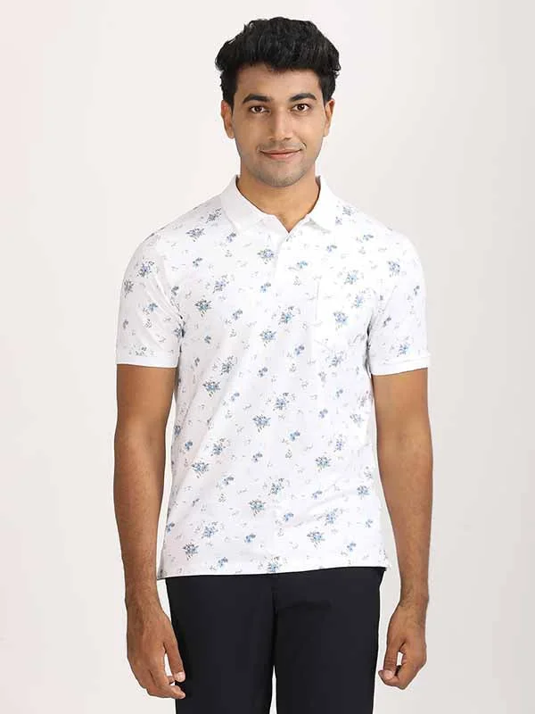 Men's Shirts with Embellished HemlinesMen Printed Polo T-Shirt