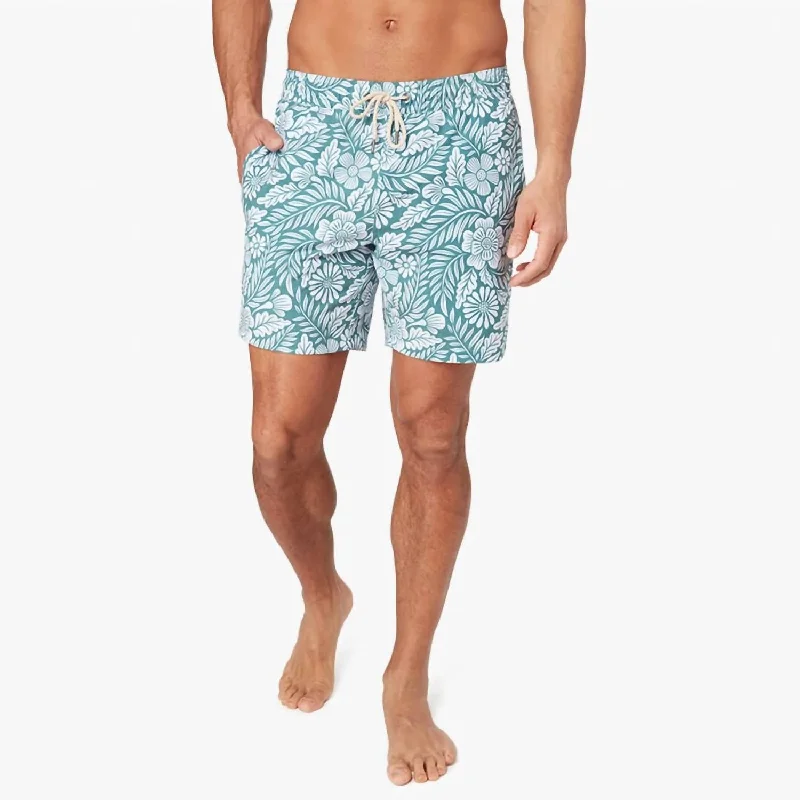 Durable Construction Men's Cargo ShortsBayberry Lined 7" Short In Green Floral
