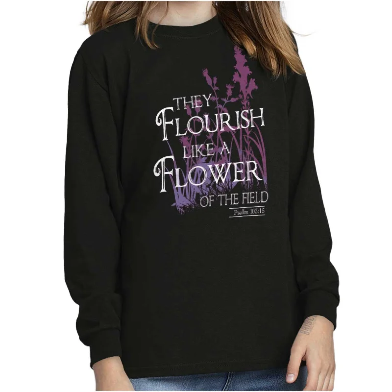 Comfortable Men's Polo ShirtsThey Flourish Like A Flower Youth Long Sleeve T-Shirt