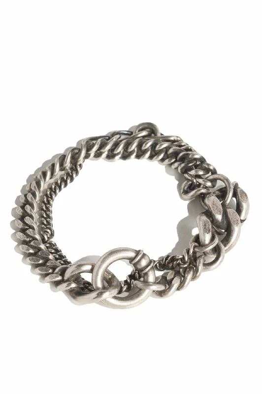 Men's Coats for Winter SportsWerkstatt München Silver Two Chains Ring Bracelet
