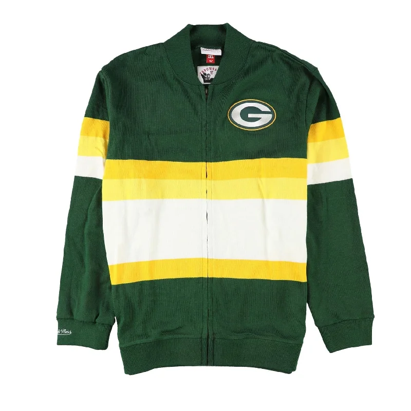 Men's Sweaters with Raglan SleevesMitchell & Ness Mens Green Bay Cardigan Sweater