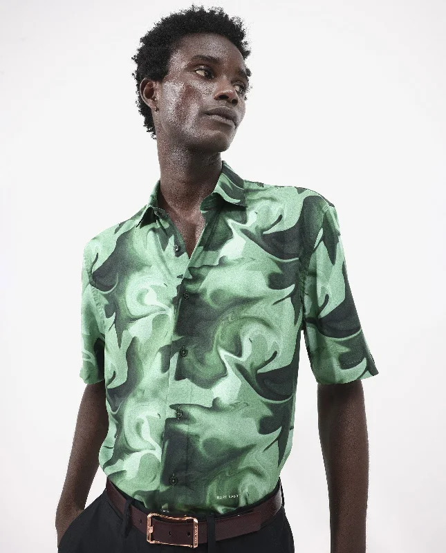 Men's Monochrome Shirts for a Minimalist VibeRare Rabbit Men's Propus Pastel Green Viscose Fabric Short Sleeve Boxy Fit Abstract Print Shirt Men's Monochrome Shirts for a Minimalist VibeRare Rabbit Men's Propus Pastel Green Viscose Fabric Short Sleeve Boxy Fit Abstract Print Shirt