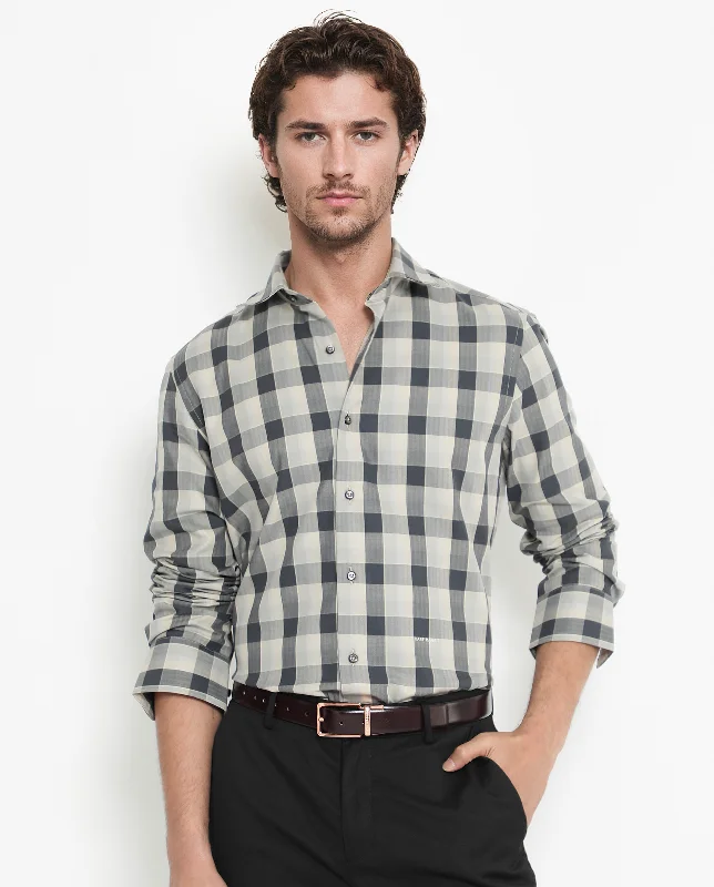 Men's Denim Shirts for a Rugged LookRare Rabbit Men's Mac Grey Cotton Fabric Full Sleeve Regular Fit Checks Shirt Men's Denim Shirts for a Rugged LookRare Rabbit Men's Mac Grey Cotton Fabric Full Sleeve Regular Fit Checks Shirt
