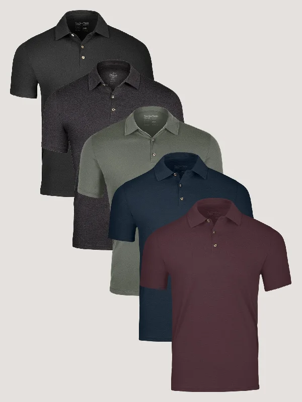 Men's Shirts with Striped PatternsWinter Essentials Polo 5-Pack