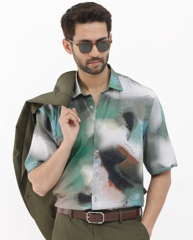 Men's Striped Shirts for a Maritime TwistRare Rabbit Mens Knox Dusky Green Short Sleeve Abstract Print Boxy Fit Shirt Men's Striped Shirts for a Maritime TwistRare Rabbit Mens Knox Dusky Green Short Sleeve Abstract Print Boxy Fit Shirt