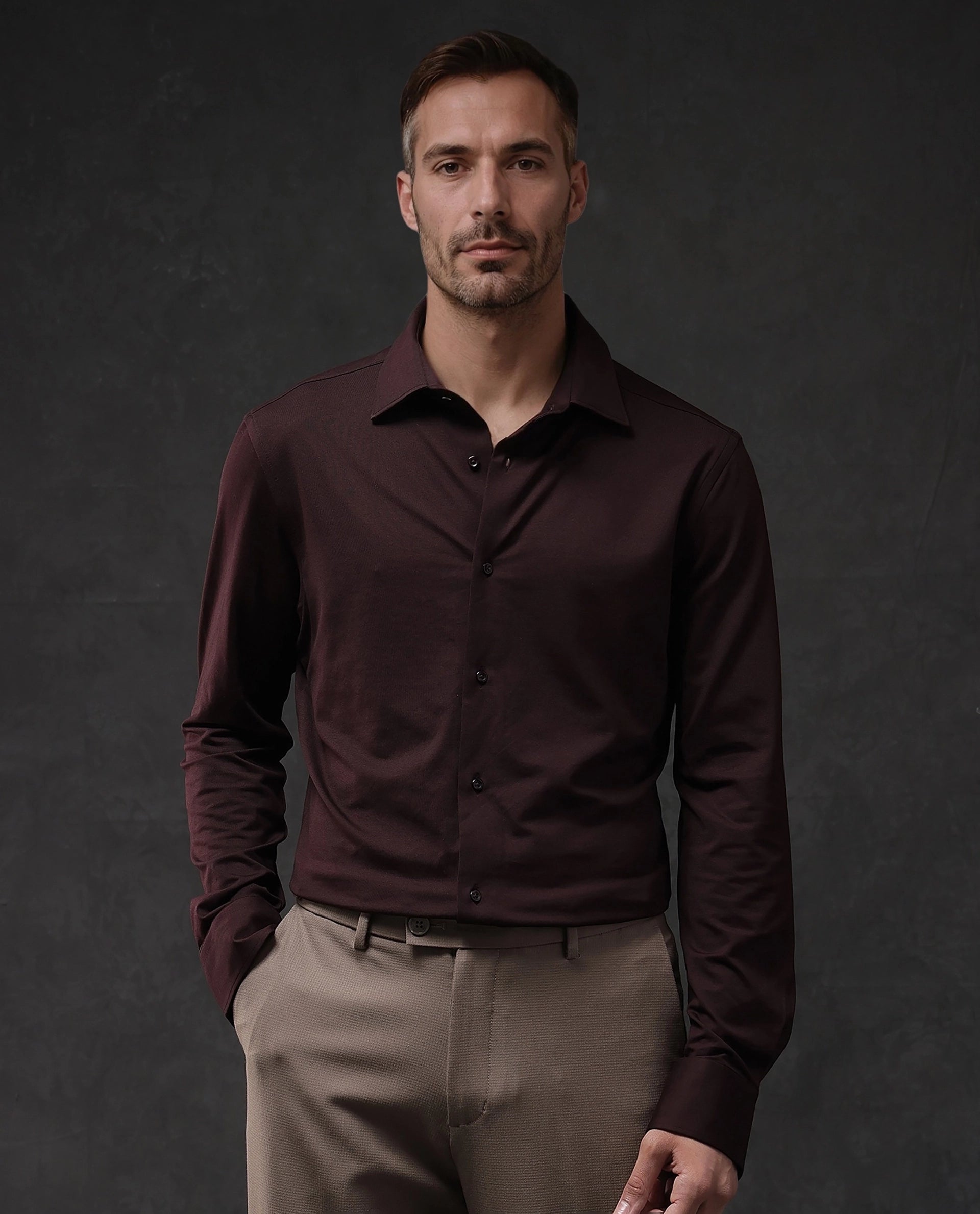 Men's Regular-Fit Shirts for a Classic FitRare Rabbit Men Dulce Dark Maroon Cotton Fabric Full Sleeve Regular Fit Solid Shirt Men's Regular-Fit Shirts for a Classic FitRare Rabbit Men Dulce Dark Maroon Cotton Fabric Full Sleeve Regular Fit Solid Shirt