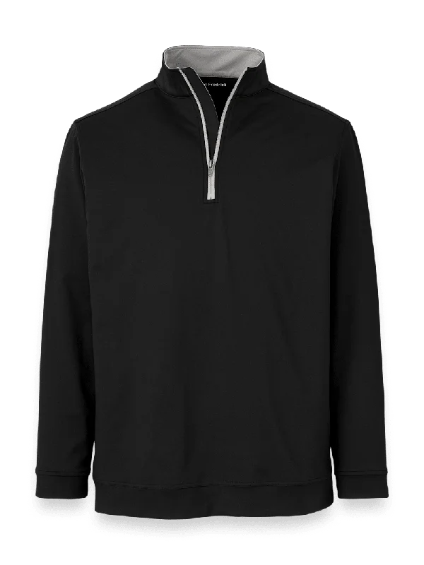 Men's Shirts with Adjustable HemlinesPerformance Blend Quarter Zip Mock Neck - Black