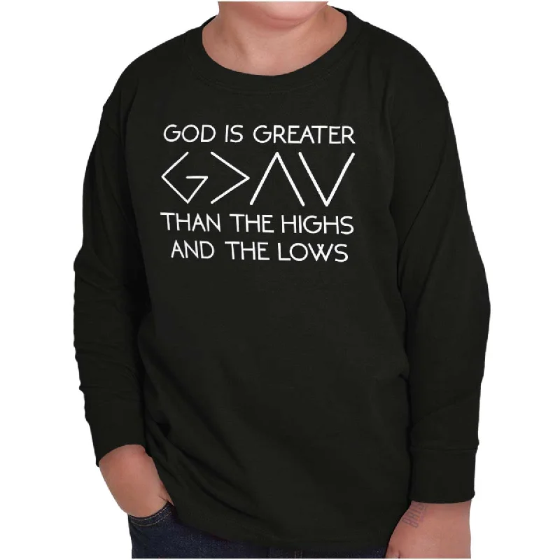 Men's Unique and Designer TopsGod is Greater Youth Long Sleeve T-Shirt