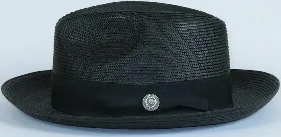 Sun-Protective Beach HatsBruno Capelo Black Men's Summer Straw Hat Casual Dress Style