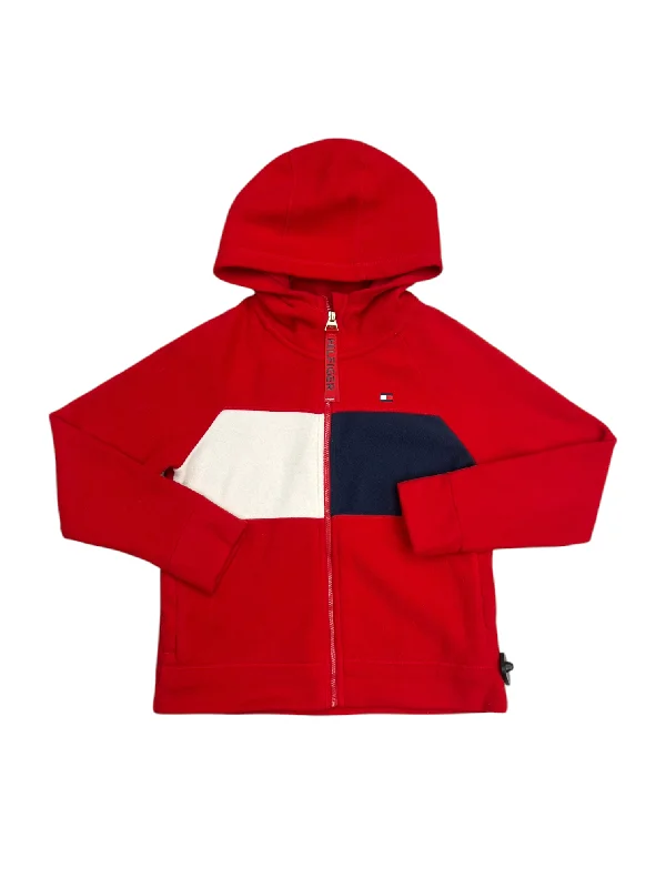 Men's Hoodies for LoungingSweatshirt Hoodie By Tommy Hilfiger In Red & White, Size: M Men's Hoodies for LoungingSweatshirt Hoodie By Tommy Hilfiger In Red & White, Size: M