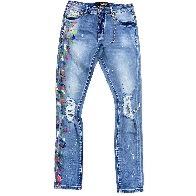Mid-Waisted Men's JeansMen's Clash Denim Jean In Blue