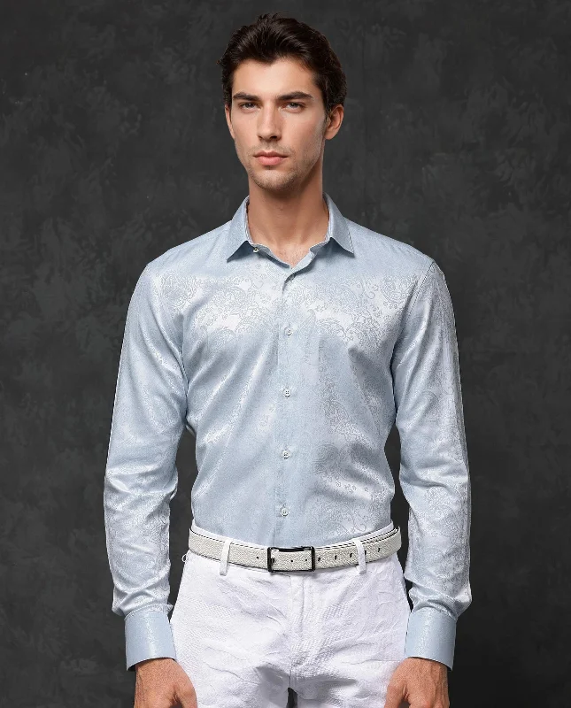 Men's Layering Shirts for Seasonal TransitionsRare Rabbit Mens Beran Pastel Blue Full Sleeve Paisley Print Jacquard Shirt Men's Layering Shirts for Seasonal TransitionsRare Rabbit Mens Beran Pastel Blue Full Sleeve Paisley Print Jacquard Shirt