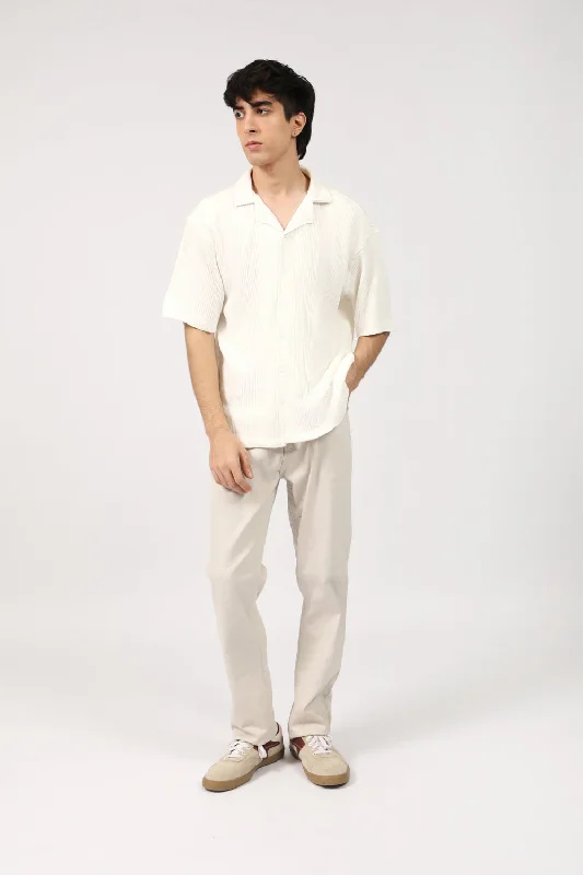Men's Shirts with Mandarin CollarsRESORT COLLAR BUTTON DOWN BOX FIT TEXTURED POLO