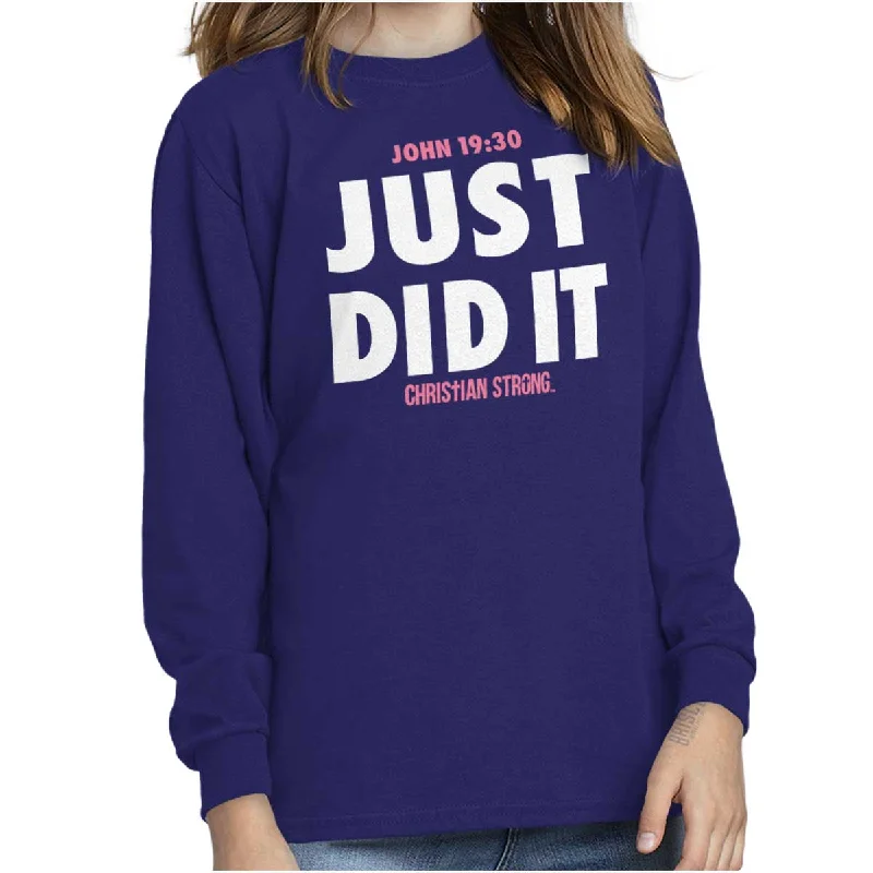 Men's Shirts with Adjustable HemlinesJust did It Youth Long Sleeve T-Shirt