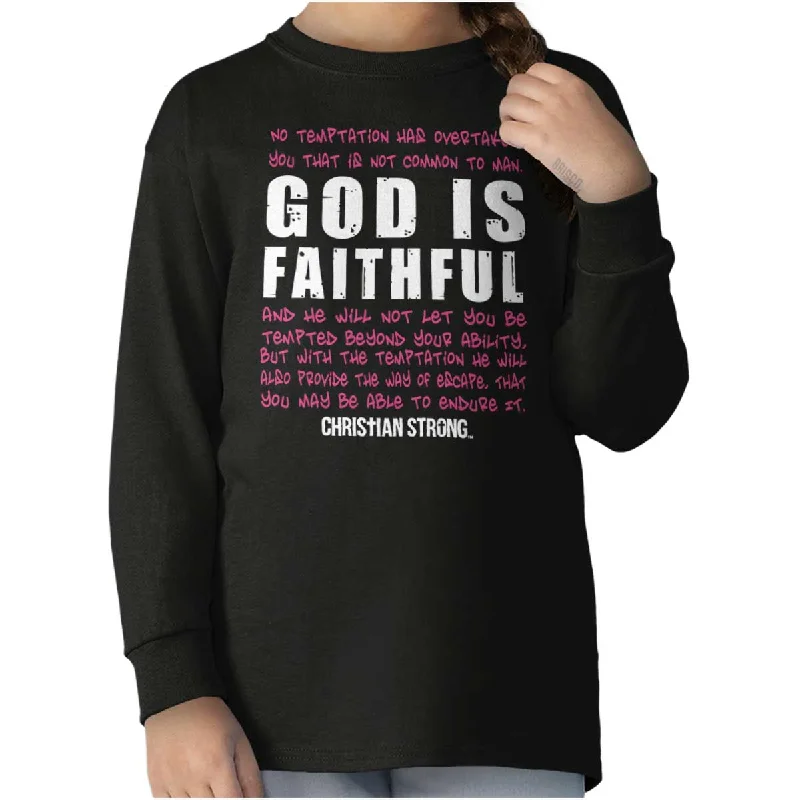 Men's Shirts with Embellished SleevesGod is Faithful Youth Long Sleeve T-Shirt