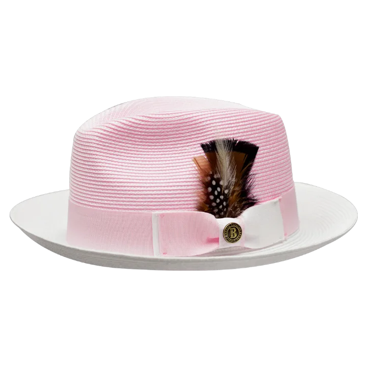 Boys' Snapback CapsPink and White Georgio Collection 2-Tone Straw Fedora Hat by Bruno Capelo Boys' Snapback CapsPink and White Georgio Collection 2-Tone Straw Fedora Hat by Bruno Capelo