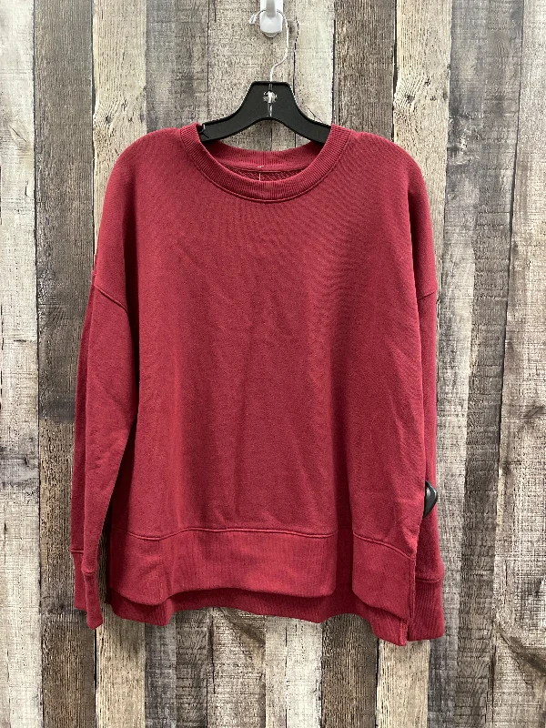 Men's Hoodies for SkiingSweatshirt Crewneck By Time And Tru In Maroon, Size: M