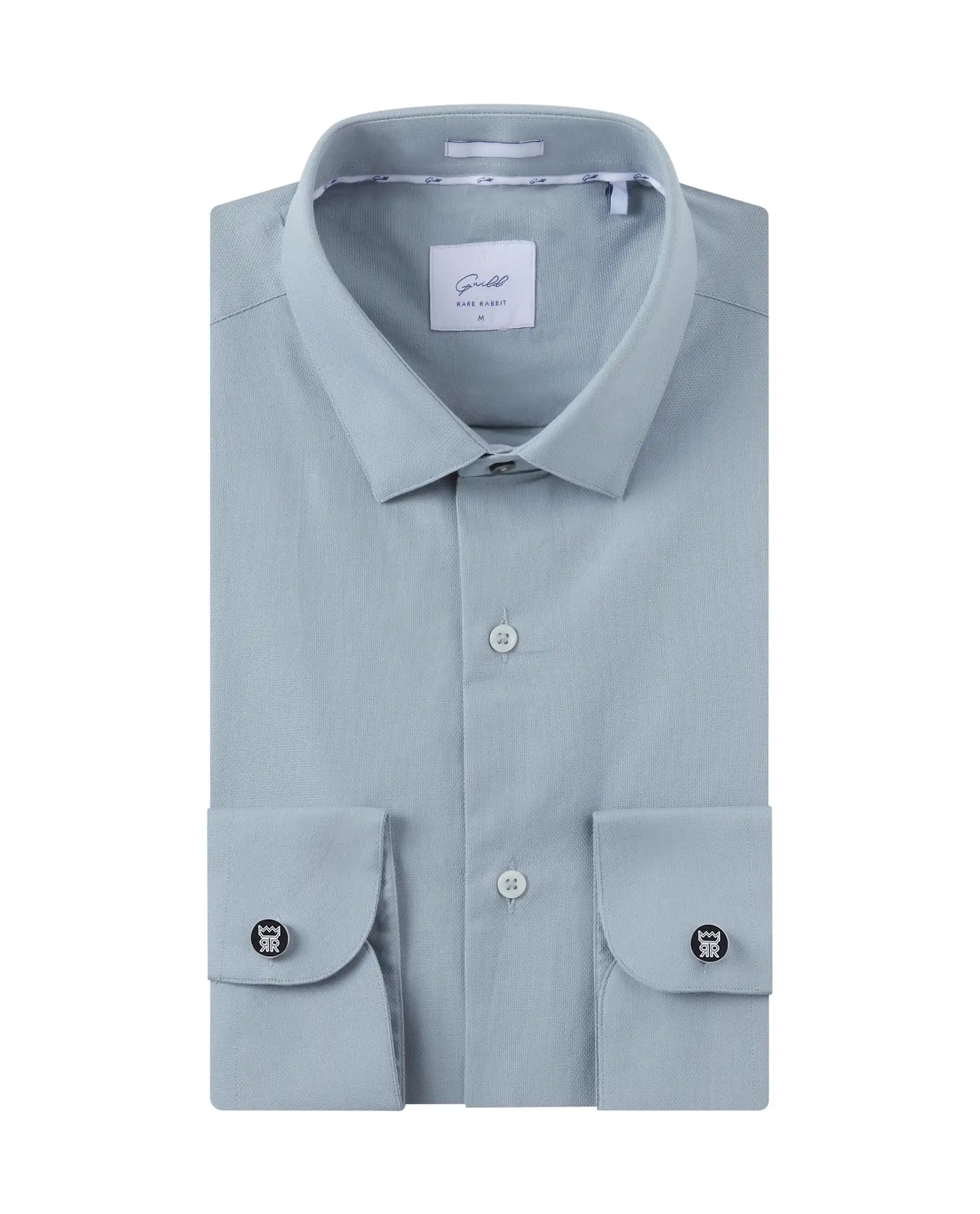 Men's Neutral-Tone Shirts for Versatile StylingRare Rabbit Mens Lasko Dusky Blue Dobby Texture Full Sleeve Regular Collar Solid Shirt Men's Neutral-Tone Shirts for Versatile StylingRare Rabbit Mens Lasko Dusky Blue Dobby Texture Full Sleeve Regular Collar Solid Shirt