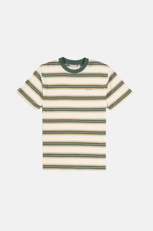 Men's Shirts with Raw-Edge HemlinesEveryday Stripe SS T-Shirt Vintage Green