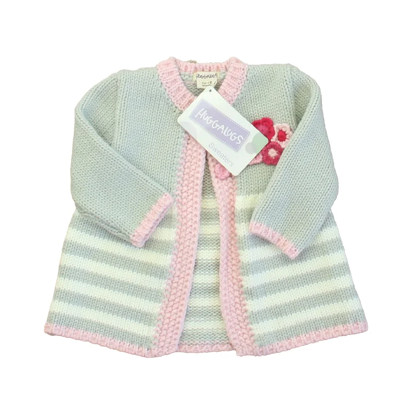 Men's Sweaters with Thumbholes in SleevesHuggalugs Girls Gray | Pink Cardigan