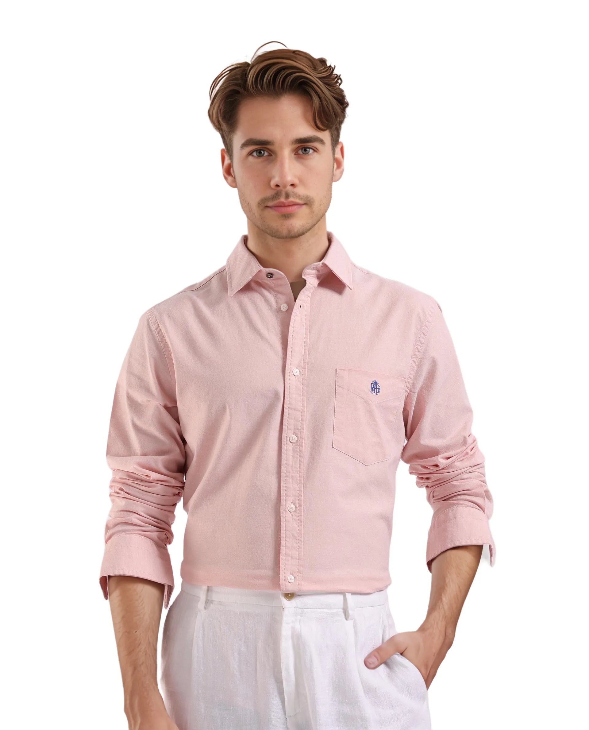 Men's Neutral-Tone Shirts for Versatile StylingRare Rabbit Men Oxo Pastel Peach Full Sleeve Collared Neck Button Closure Regular Fit Plain Shirt Men's Neutral-Tone Shirts for Versatile StylingRare Rabbit Men Oxo Pastel Peach Full Sleeve Collared Neck Button Closure Regular Fit Plain Shirt
