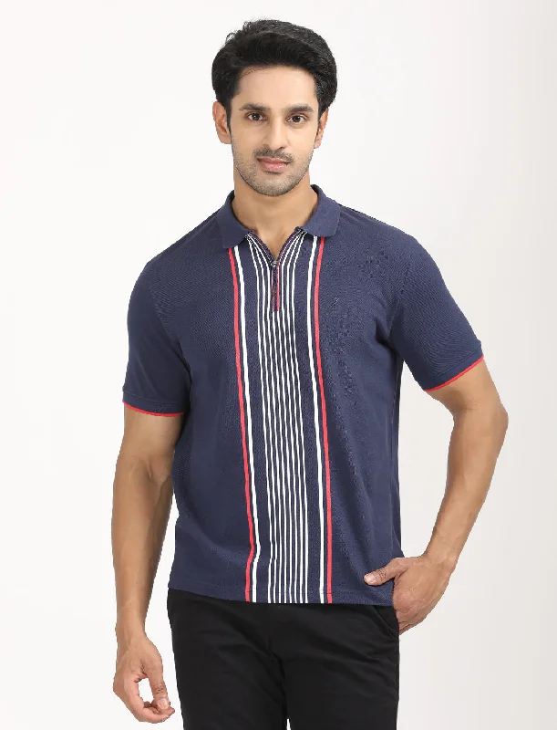 Men's Shirts with Graphic SleevesMen Stripes Polo T-Shirt