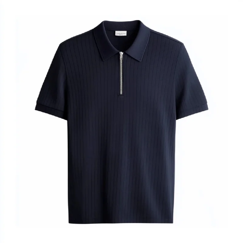 Men's Shirts with Snap ButtonsTextured Premium  Zipper Knitted Polo T-shirt
