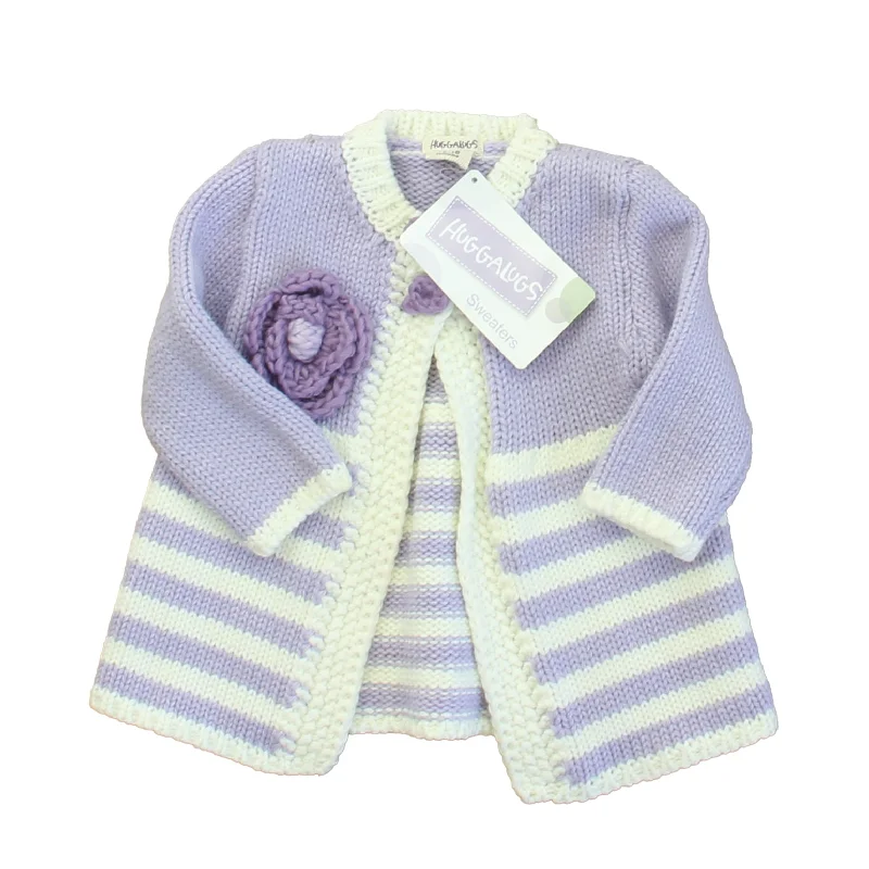Men's Sweaters with Hidden PocketsHuggalugs Girls Purple | White Cardigan