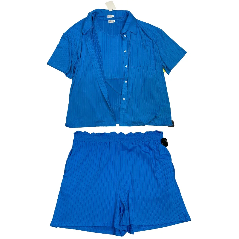 Men's Summer-Ready Linen and Cotton ShortsShorts Set By WLM In Blue, Size: 2x