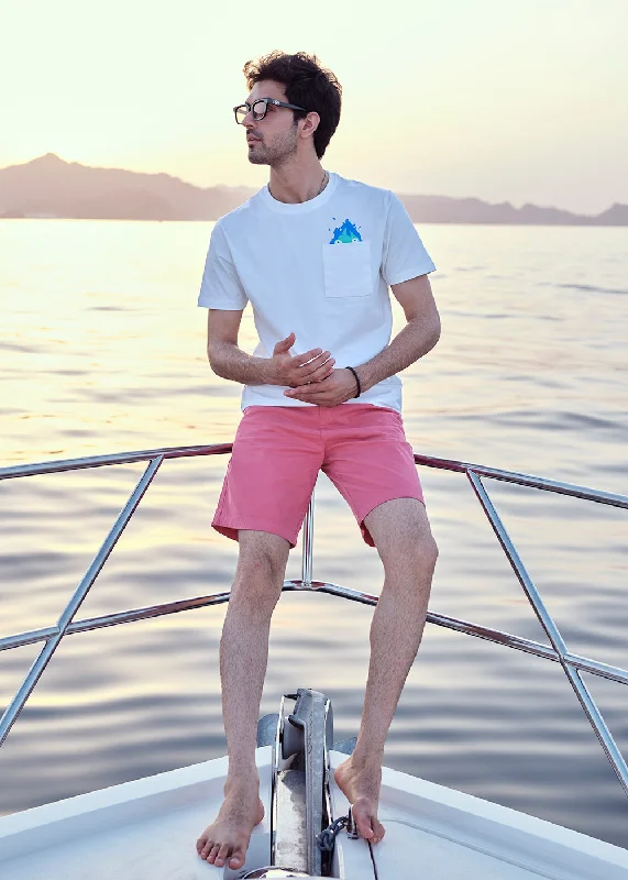 Men's Shirts with Patchwork PatternsMoonstone White T-Shirt