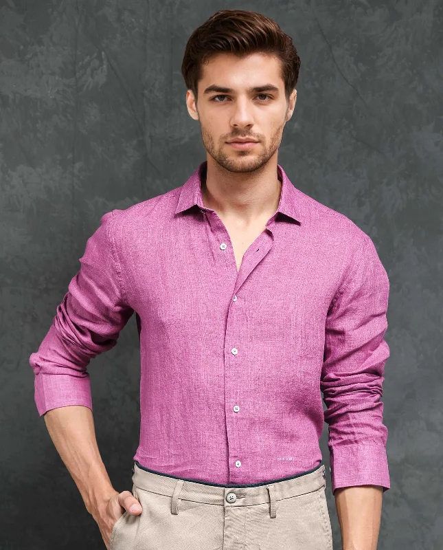Men's Wrinkle-Free Shirts for Easy CareRare Rabbit Men's Borium Dark Pink Linen Fabric Full Sleeves Solid Shirt Men's Wrinkle-Free Shirts for Easy CareRare Rabbit Men's Borium Dark Pink Linen Fabric Full Sleeves Solid Shirt