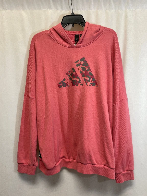 Men's Hoodies with Asymmetric ZippersSweatshirt Hoodie By Adidas In Pink, Size: Xl