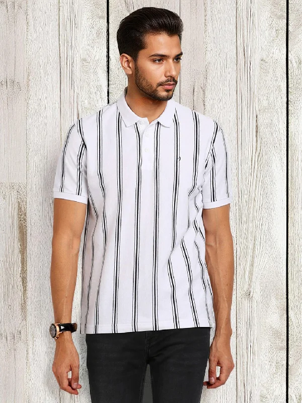 Men's Flowy Shirts for a Relaxed LookMen Striped Polo T-Shirt