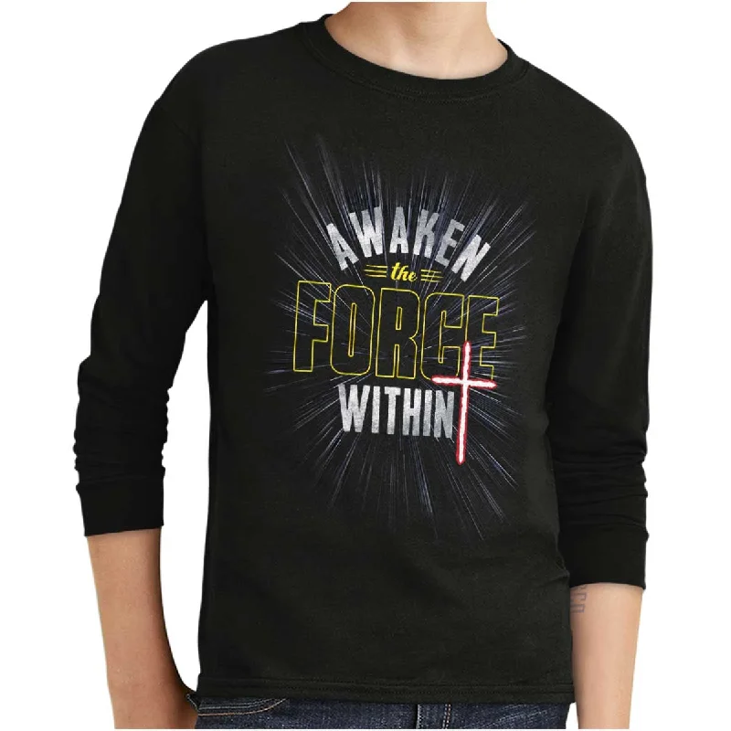 Men's Shirts with Graphic PrintsAwaken The Force Within Youth Long Sleeve T-Shirt
