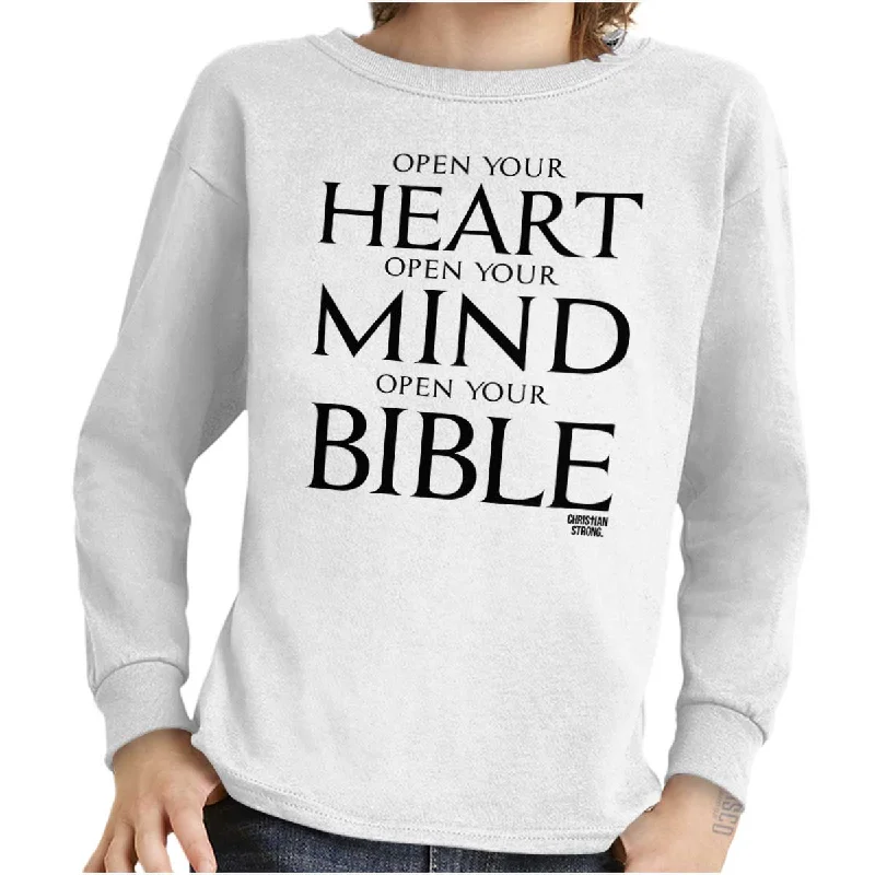 Breathable Men's Mesh TopsOpen Your Bible Youth Long Sleeve T-Shirt