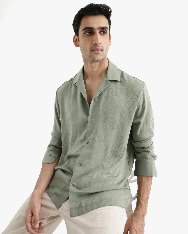 Classic Men's Dress ShirtsRare Rabbit Articale Men's Enzo Dusky Green Polyester Fabric Full Sleeve Collared Neck Button Closure Slim Fit Solid Shirt Classic Men's Dress ShirtsRare Rabbit Articale Men's Enzo Dusky Green Polyester Fabric Full Sleeve Collared Neck Button Closure Slim Fit Solid Shirt