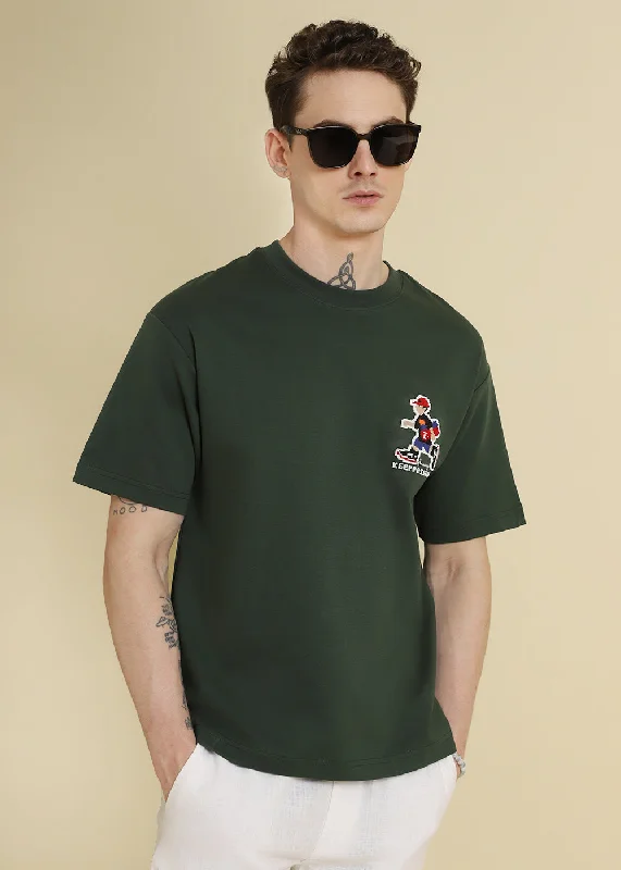 Men's Shirts with Button-Down PocketsRadiant Run Olive Oversized T-shirt