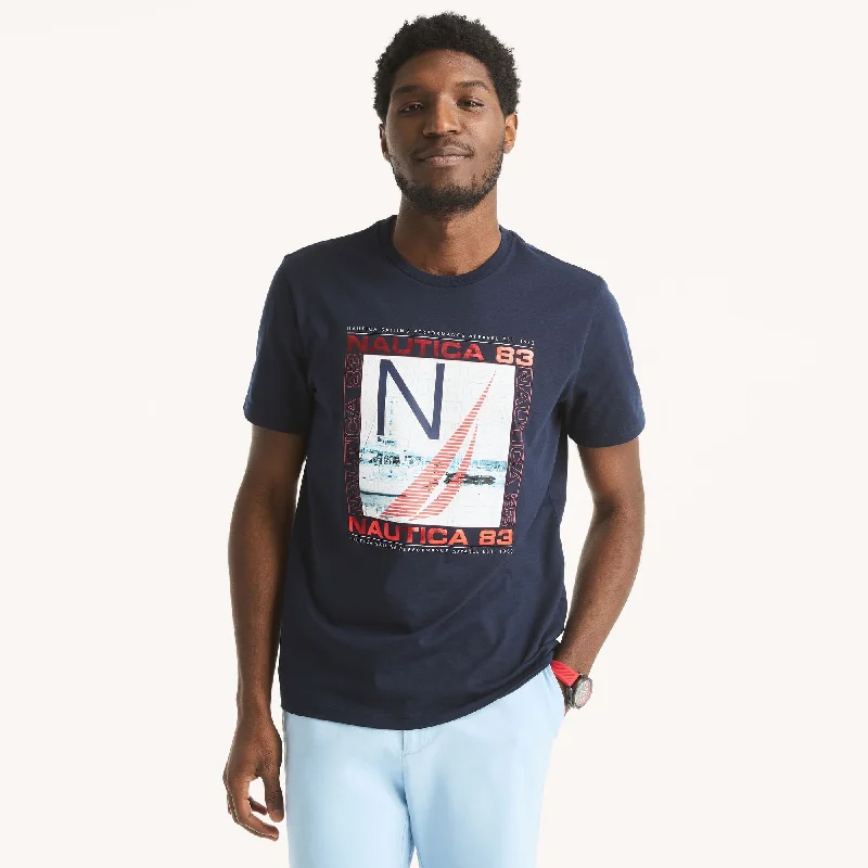 Men's Shirts with Velcro ClosuresNautica Mens 1983 Graphic T-Shirt