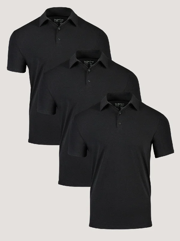Men's Shirts with Double-Breasted DesignsAll Black Performance Polo 3-pack