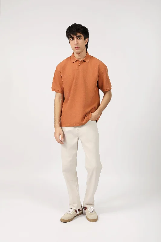 Men's Shirts with Belt AttachmentsTEXTURED BOX FIT POLO